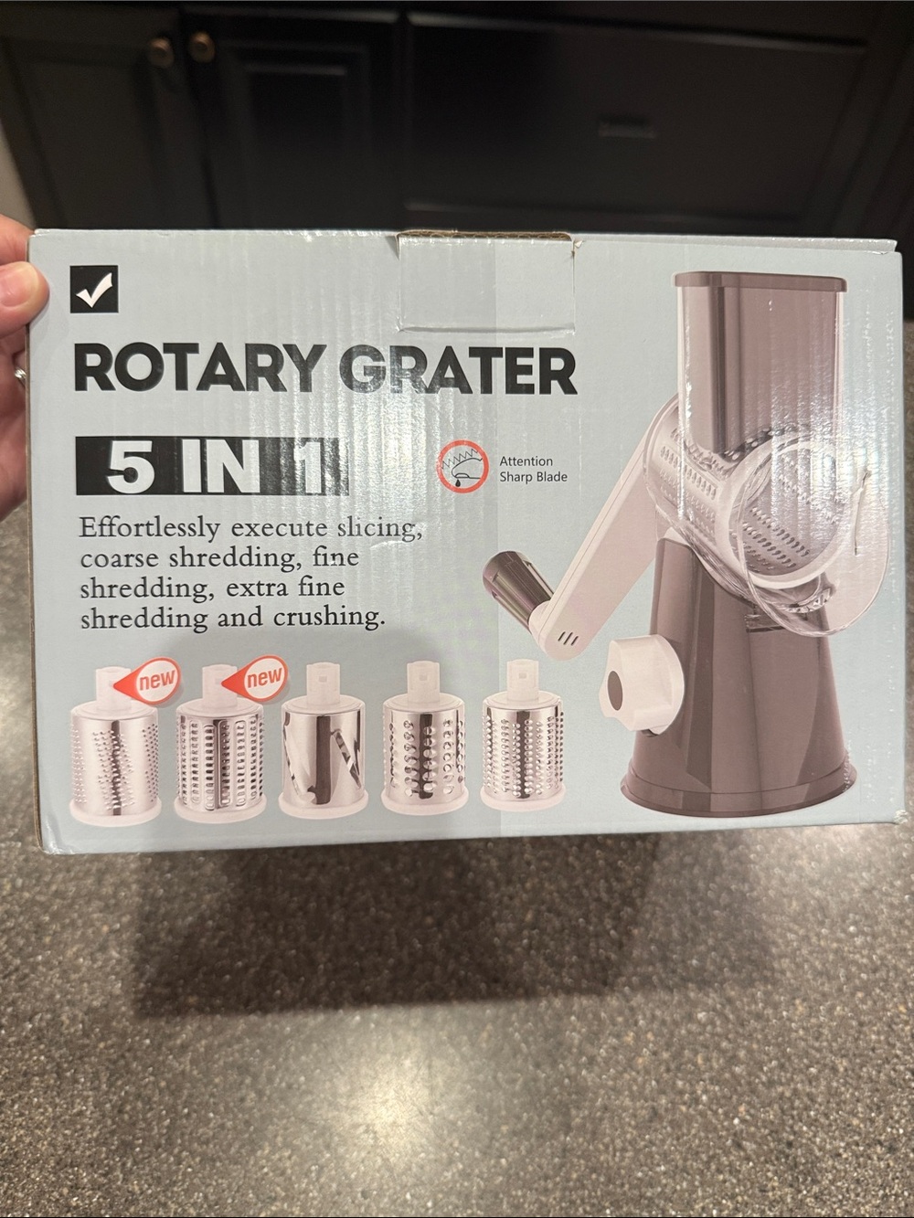 Amazon Rotary Grater 5-in-1 in Gray and Silver